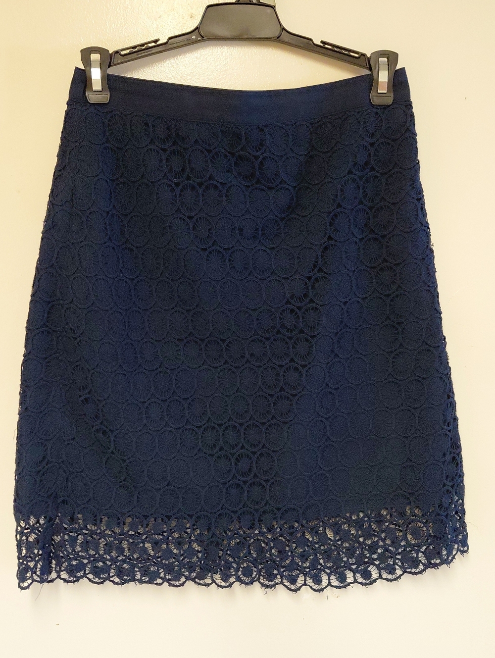 Loft Navy Blue Embroidered Lace A-Line Skirt Size 0